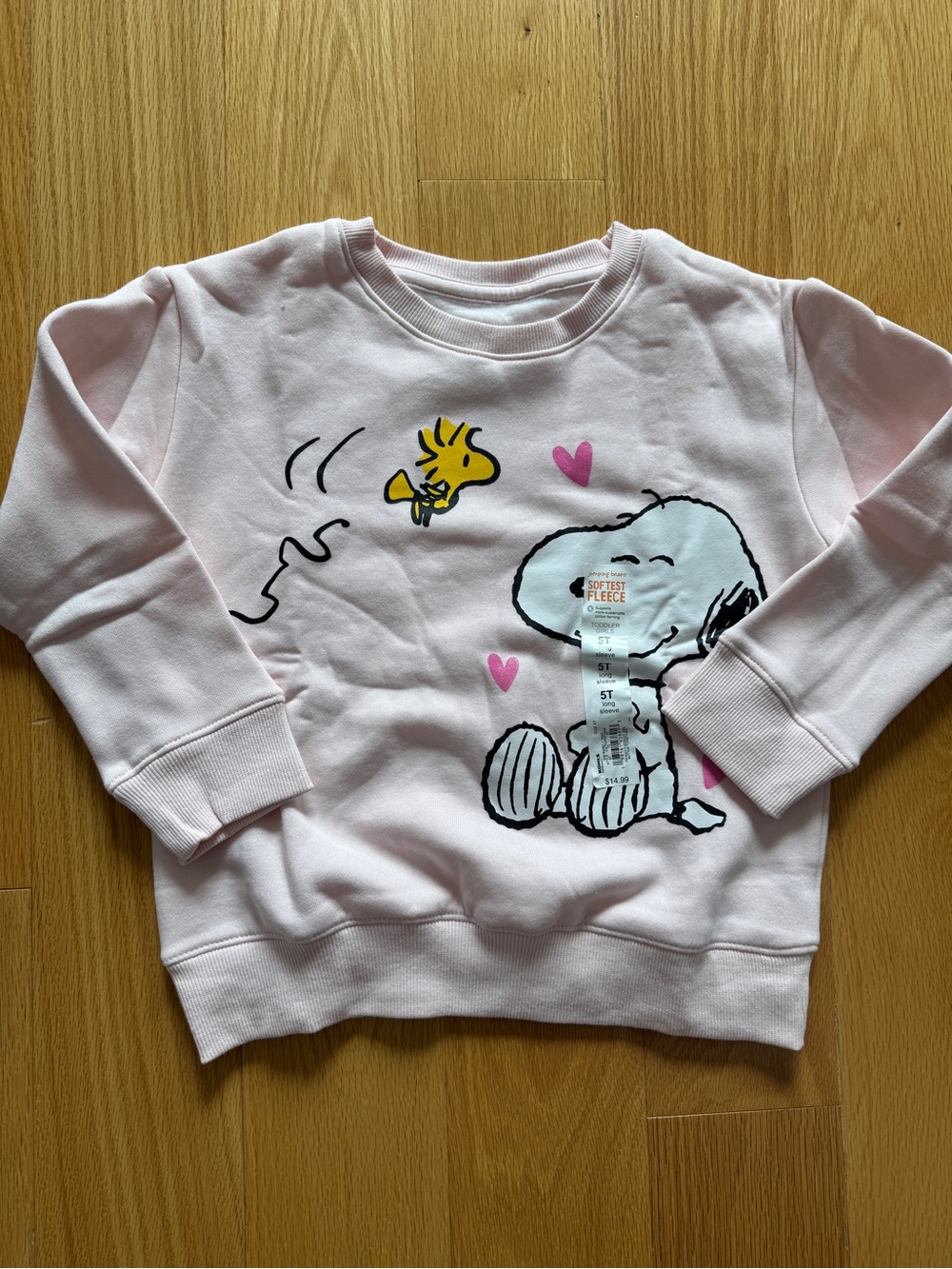Kohl’s Jumping Beans Snoopy & Woodstock Pink Fleece Sweatshirt Kids Girls 5T